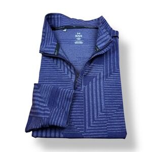 Under Armour Men's Golf Pullover Loose Fit Long Sleeve Blue Geo Print Size LG